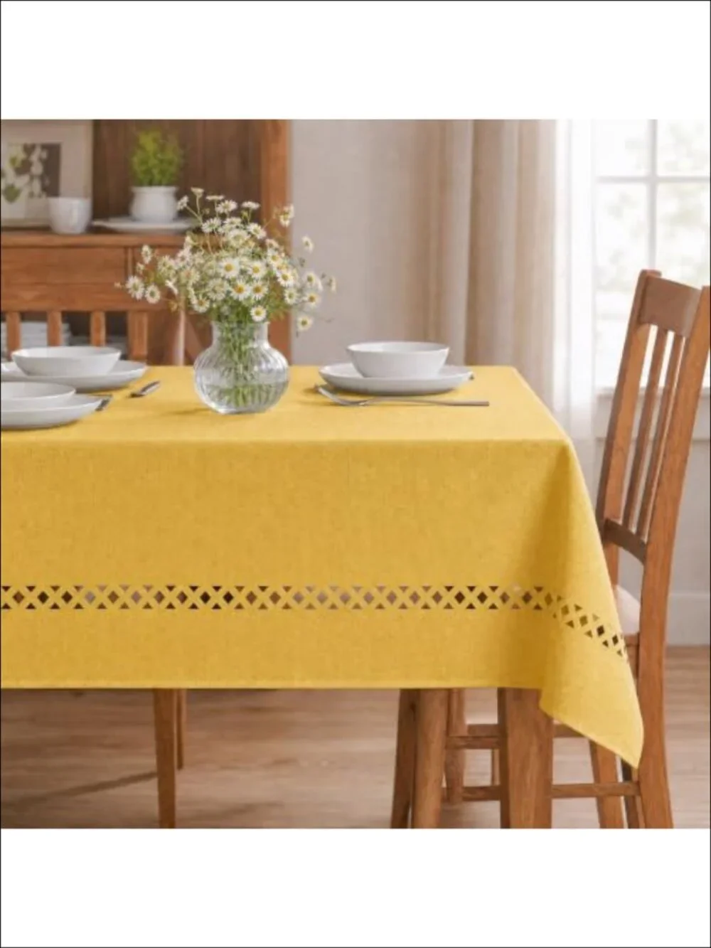 Horaldaily Rectangle Tablecloth Cutouts 60x84 Polyester Kitchen Dining